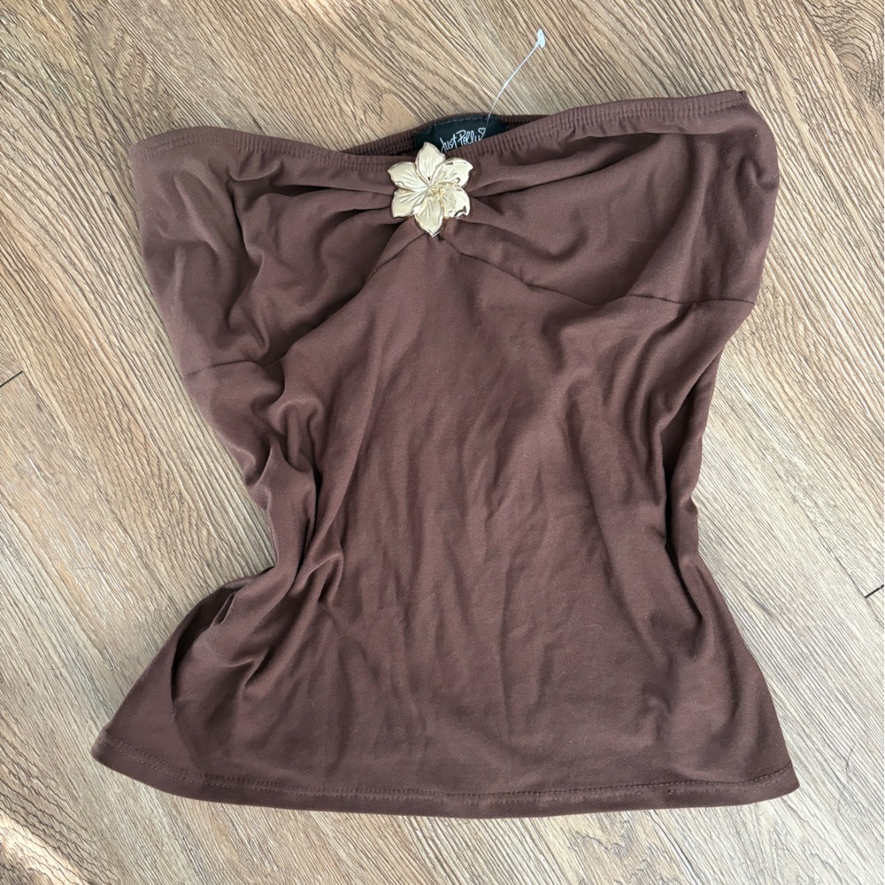 NWT Brown Hibiscus Tube Top